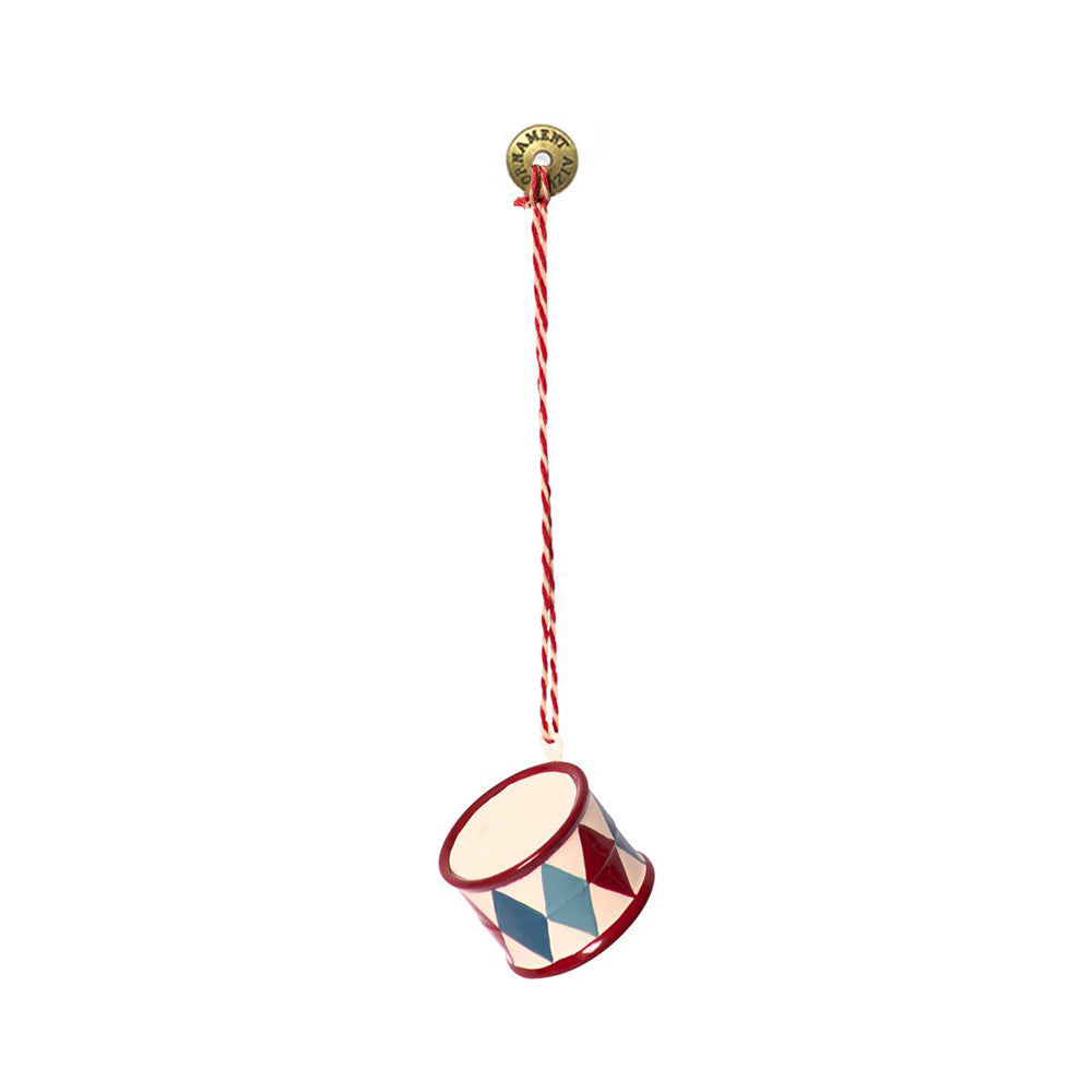 Christmas Ornaments- 3D Double Sided Metal Red Drum Pendant Decoration - miniature metal Christmas ornament in metal