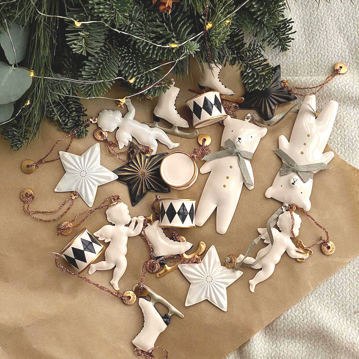 Christmas Ornaments - Angel Set 3 Pcs Metal Double Sided Crafts - miniature metal Christmas ornament in metal, view 2