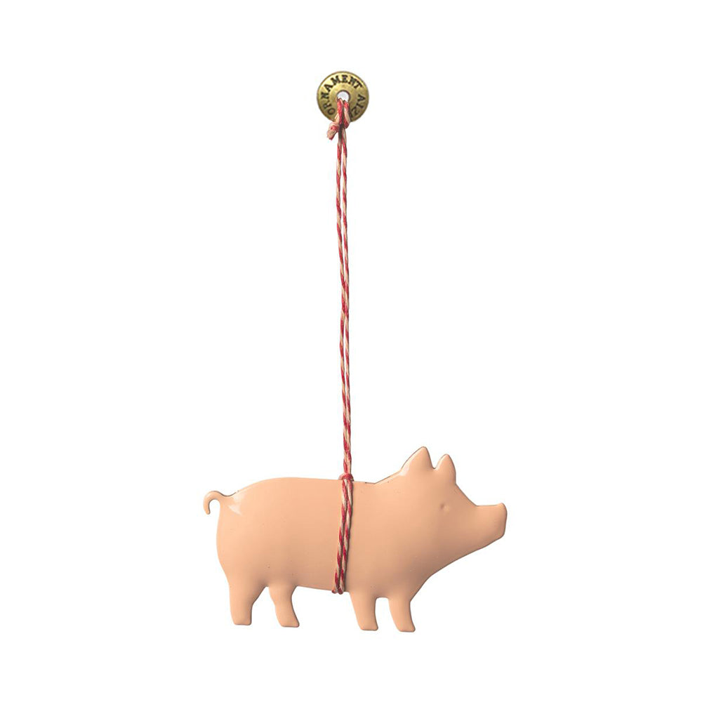 Christmas Ornaments- Metal Pink Pig , Animal Pendant Hanging Decoration - miniature metal Christmas ornament in metal