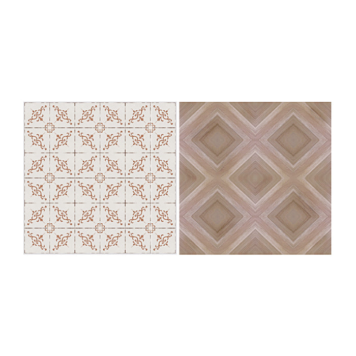 Double Side Floor- Rhombic Parquet Floor & Off White Flower Tile Floor Dollhouse Miniature - miniature dollhouse miniature