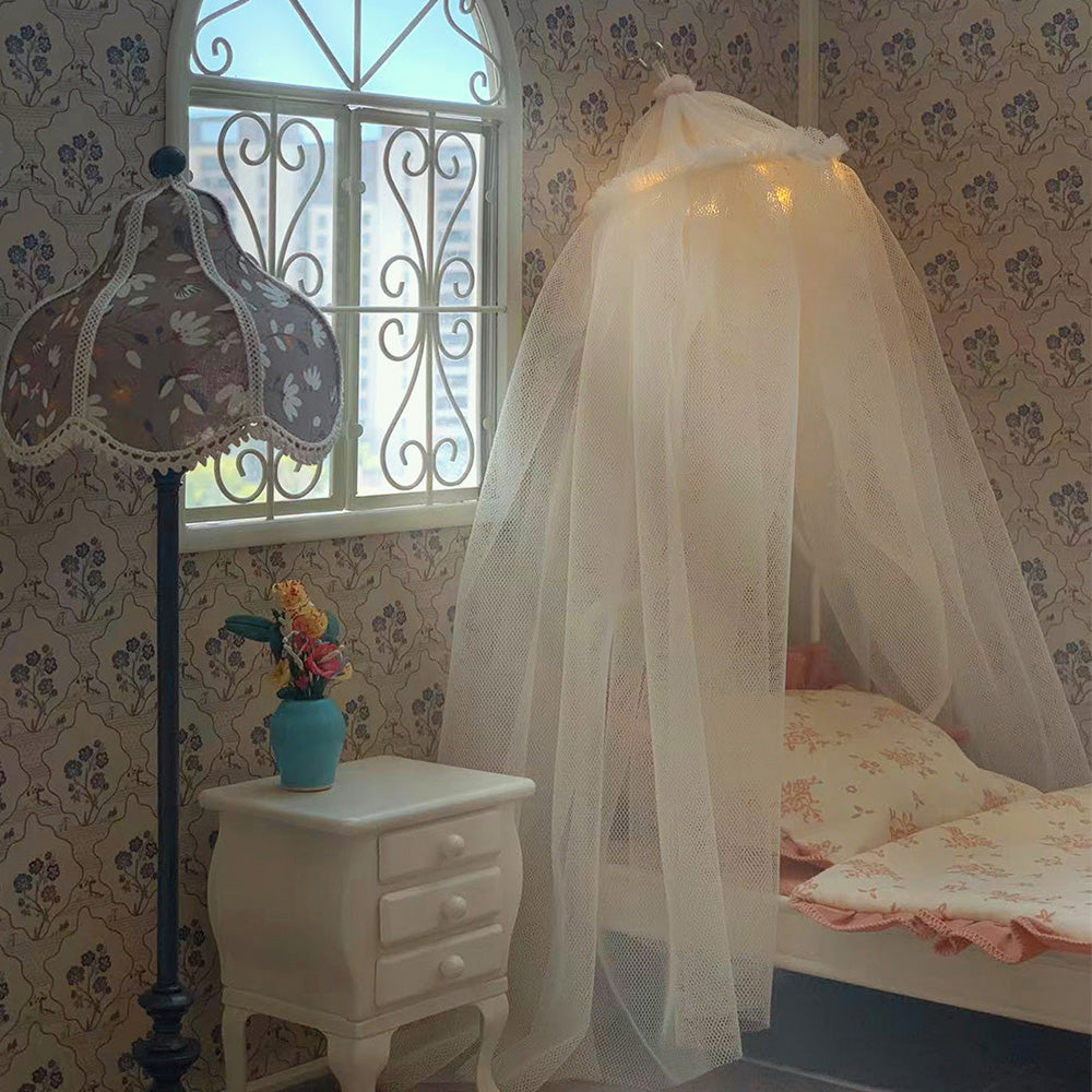 1:6 scale dollhouse canopy tent for Barbie-scale bedrooms, Blythe rooms and BJD scenes