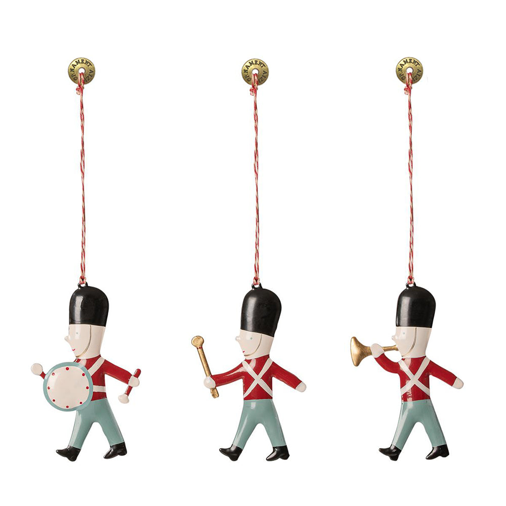 Christmas Ornaments - Guard Blue Set 3 Pcs Metal Double Sided Crafts - miniature metal Christmas ornament in metal