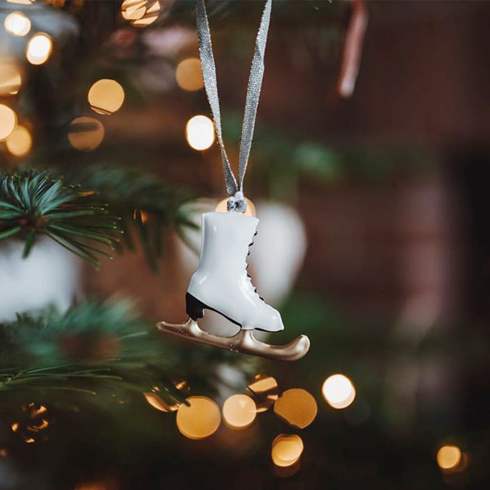 Christmas Ornaments - Ice Skate Metal Double Sided Crafts - miniature metal Christmas ornament in metal, view 2