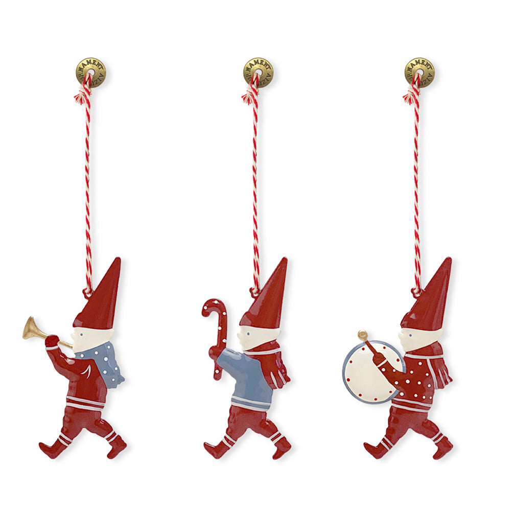 Christmas Ornaments - Pixie Set 3 Pcs Metal Double Sided Crafts - miniature metal Christmas ornament in metal