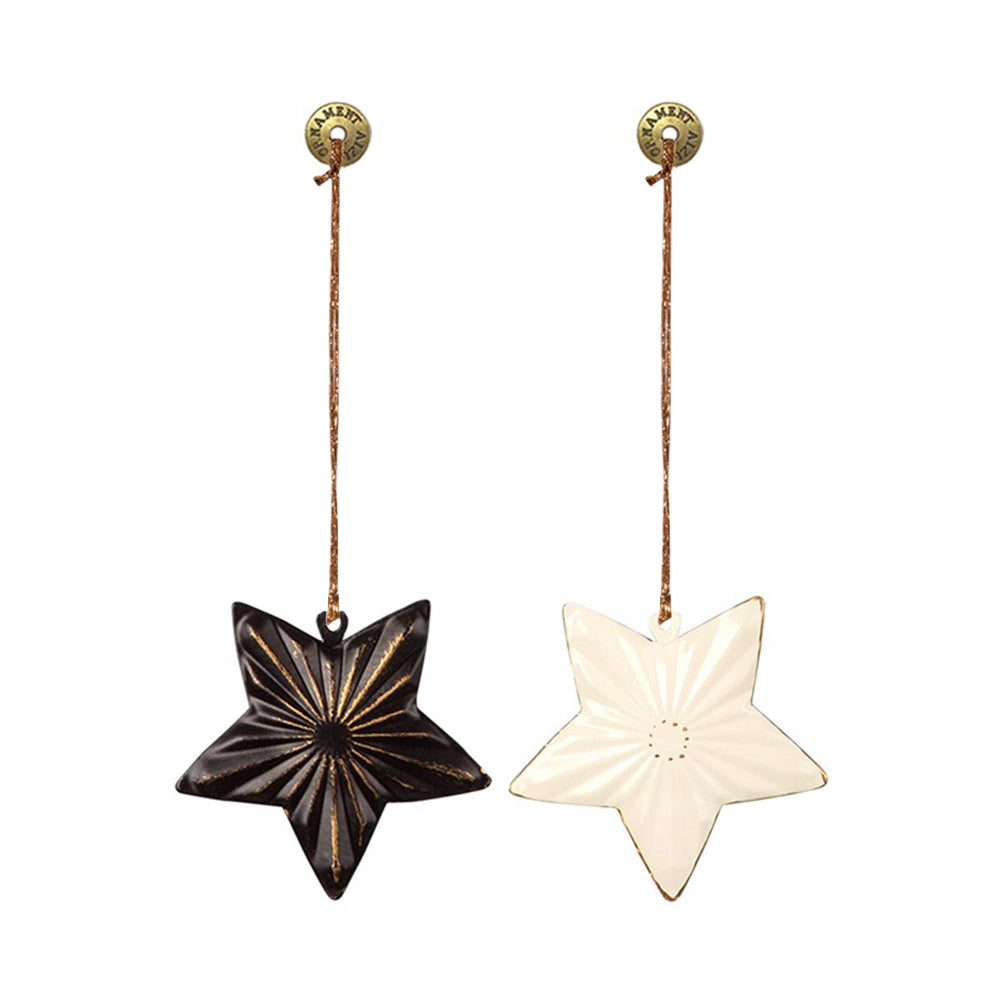 Christmas Ornaments - Star Set 2 Pcs Metal Double Sided Crafts - miniature metal Christmas ornament in metal