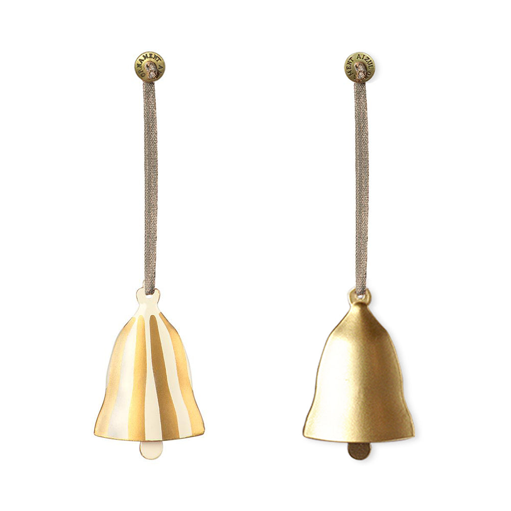 Christmas Ornaments - Golden Bell Metal Double Sided Crafts - miniature metal Christmas ornament in metal