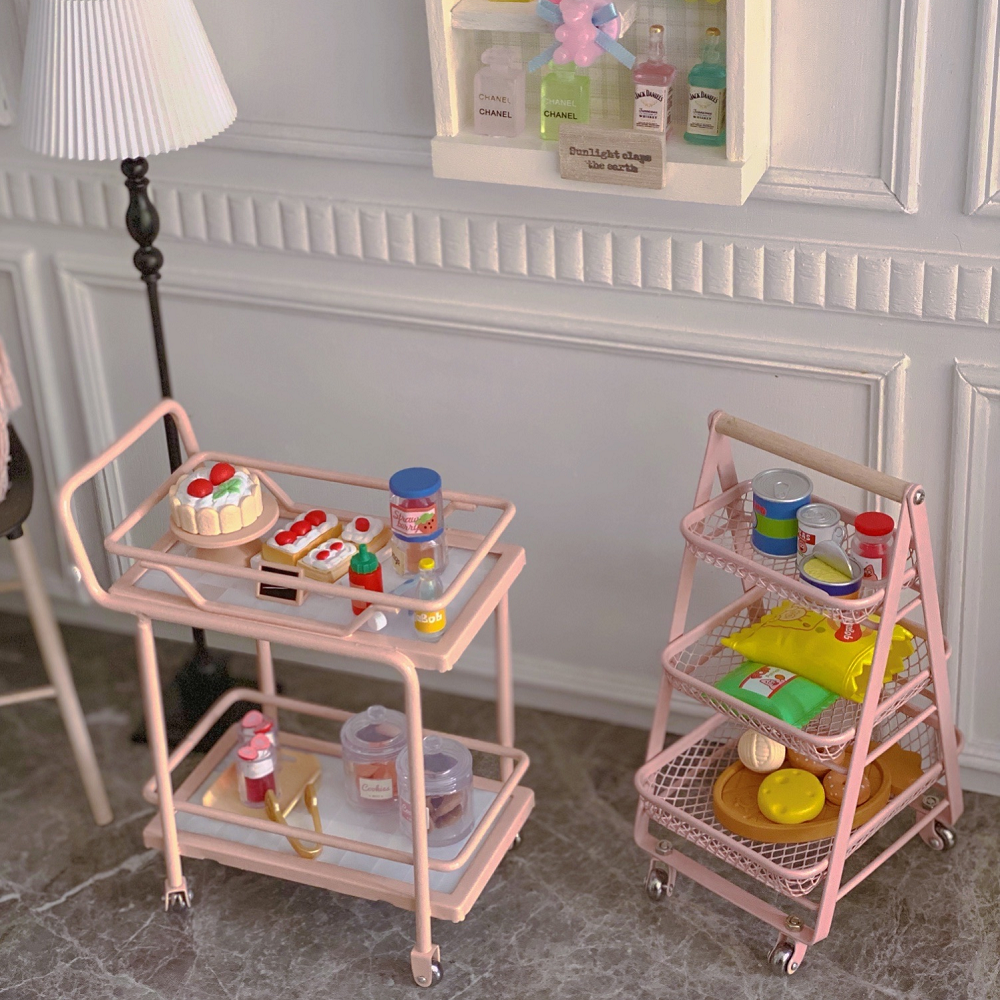 Triple Trolley Dollhouse - Pink 1/6 Scale Dollhouse Miniature - 1:6 scale miniature trolley in metal, wood, view 5