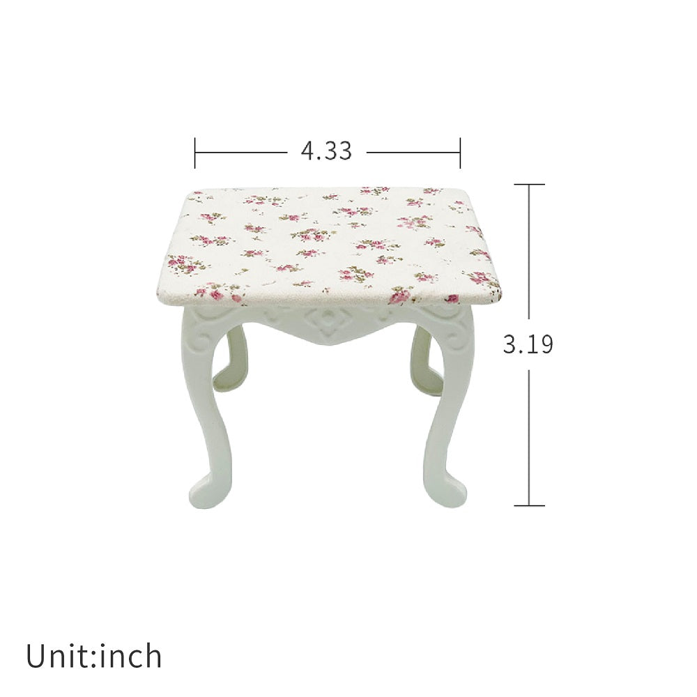 Flower Table Dollhouse - Green 1/12 Scale Dollhouse Miniature - 1:6 & 1:12 scale miniature bed in metal, view 3