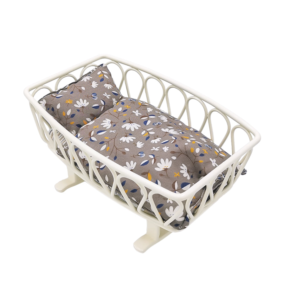 Baby's Cradle Dollhouse-Brown 1/6 Scale For 1/12 Dolls Dollhouse Miniature - 1:6 & 1:12 scale miniature bed in metal