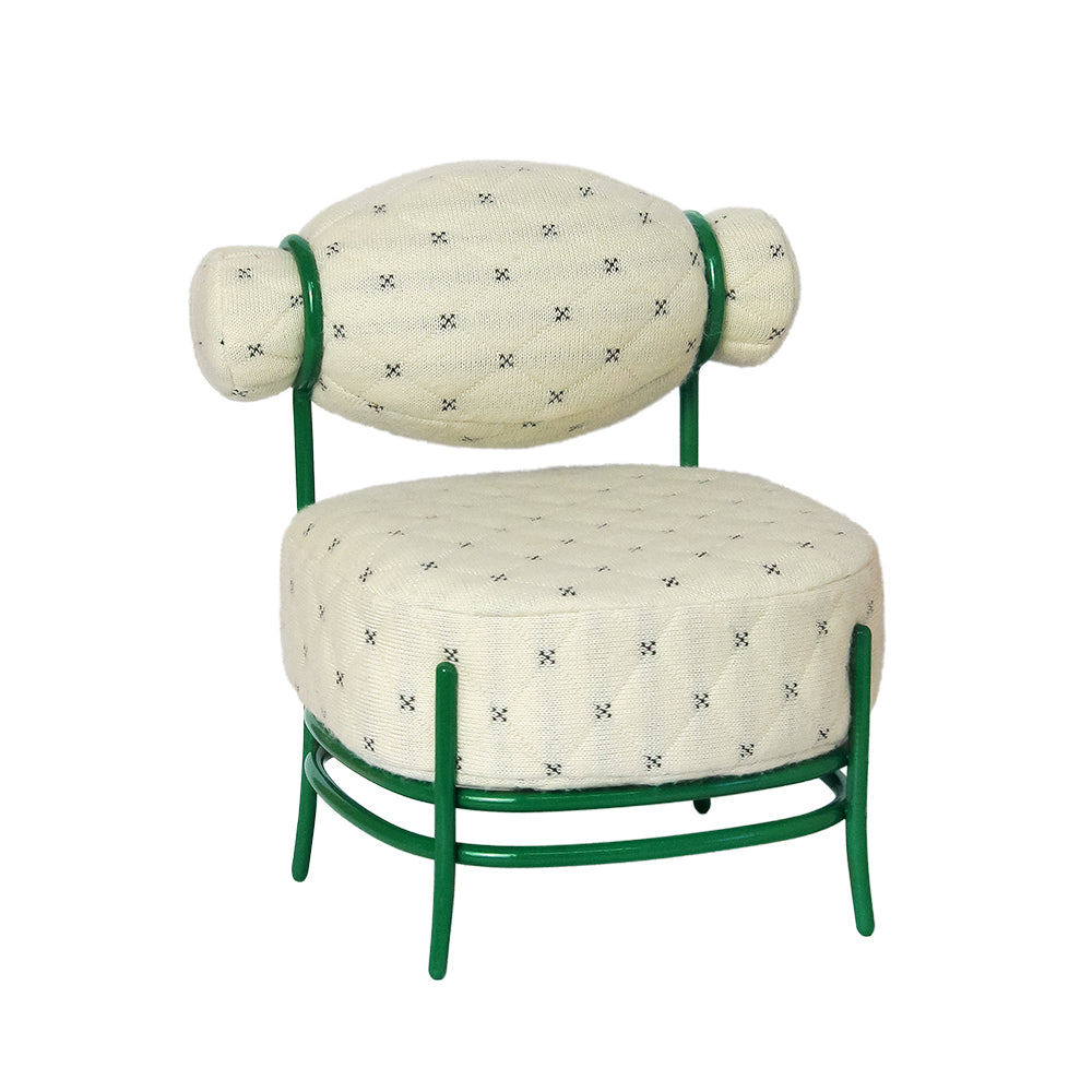 Candy Sofa Dollhouse - White Quilted 1/6 Scale Dollhouse Miniature - 1:6 scale miniature sofa in metal, fabric