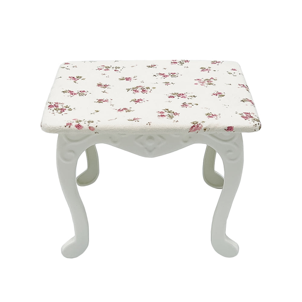Flower Table Dollhouse -White 1/12 Scale Dollhouse Miniature - 1:12 scale miniature bed in metal