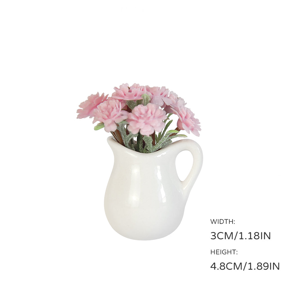 Mini Plant - Pink Carnation 1/6 Scale Dollhouse Miniature - 1:6 scale dollhouse miniature in premium materials, view 2
