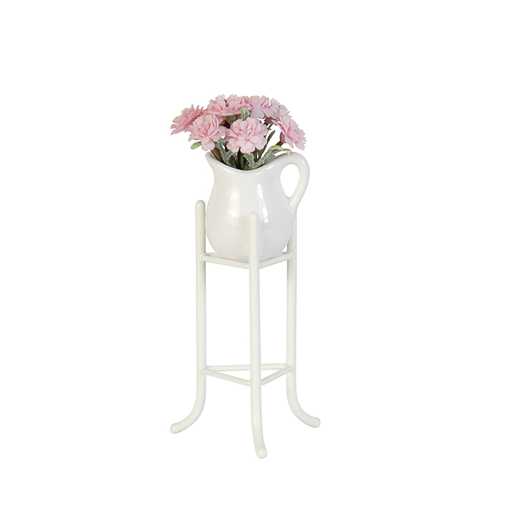 Flower Rack Dollhouse -White 1/12 Scale Dollhouse Miniature - 1:12 scale dollhouse miniature in metal, view 2