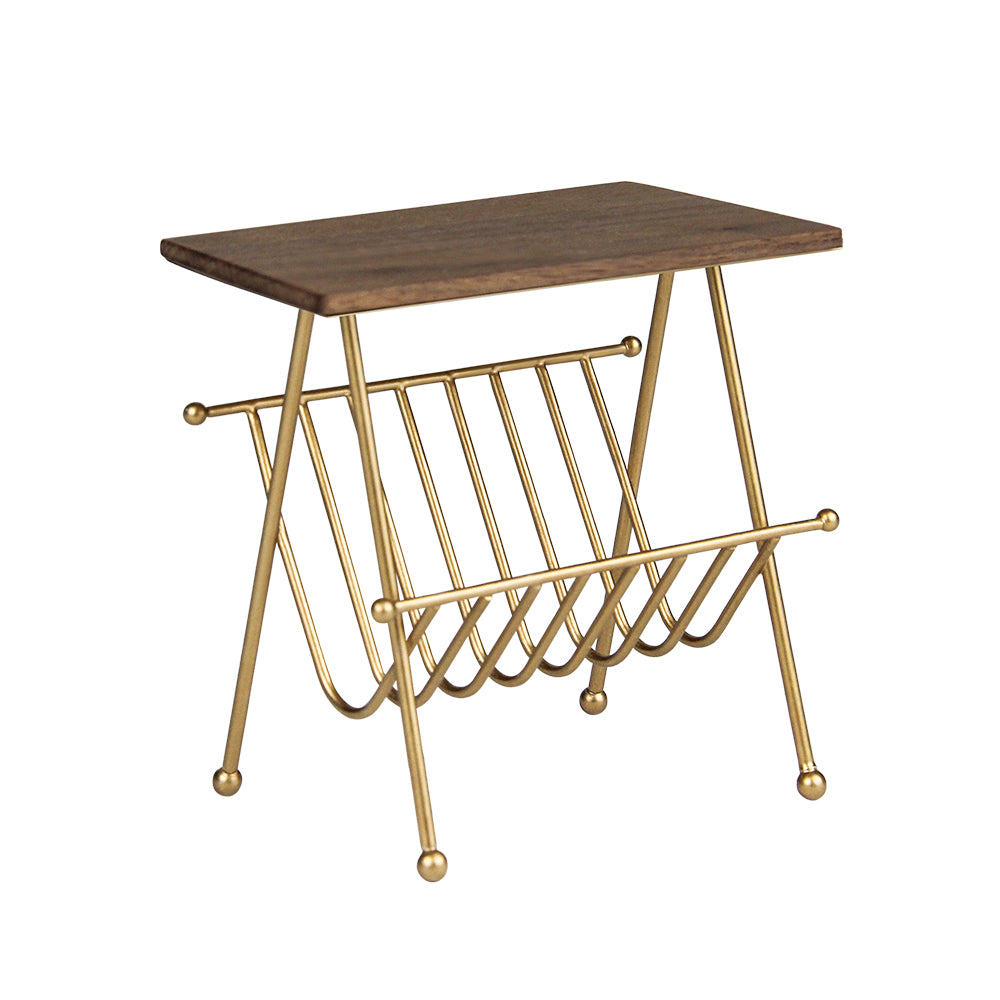 Side Table Dollhouse - Walnut 1/6 Scale Dollhouse Miniature - 1:6 scale dollhouse miniature in metal, wood