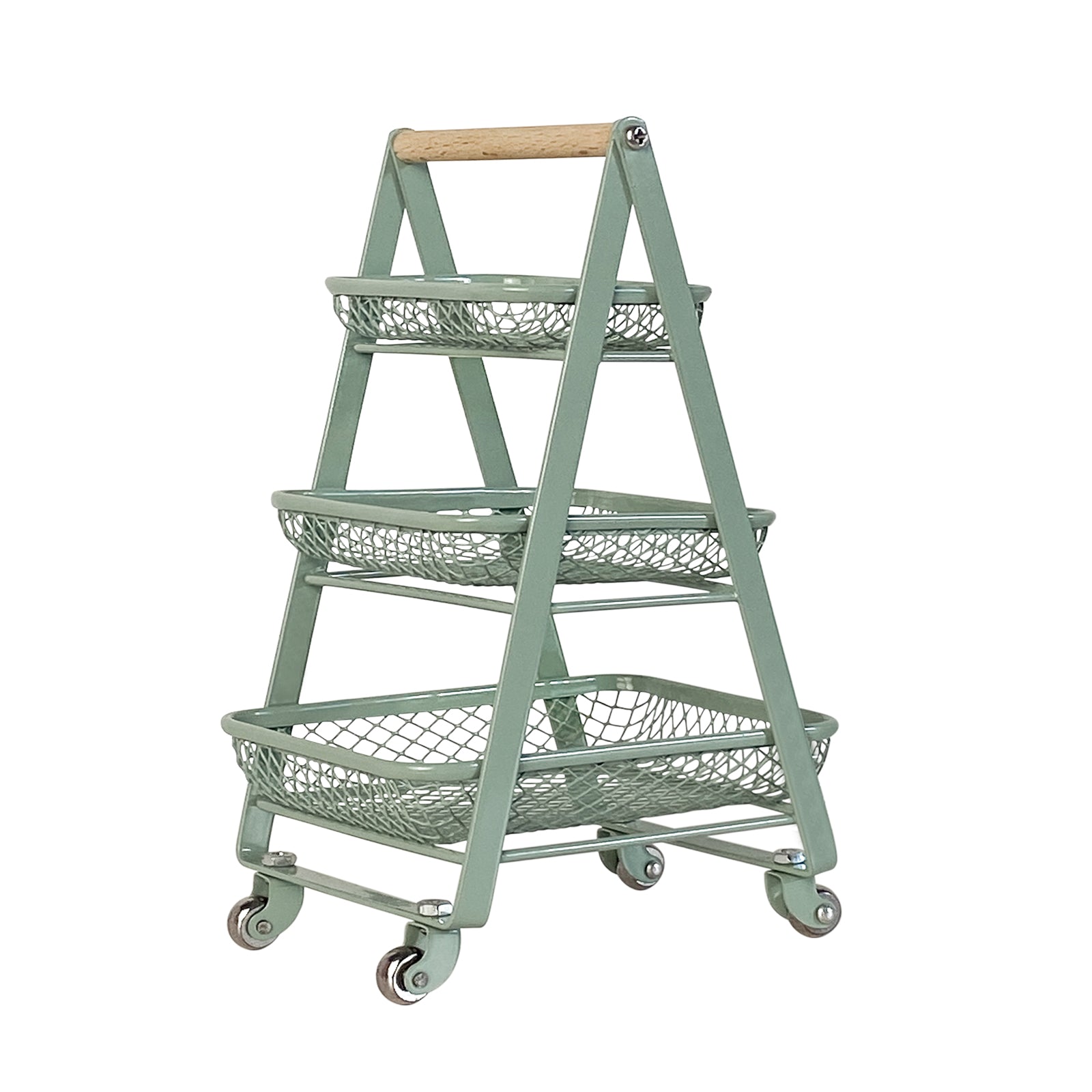 Triple Trolley Dollhouse - Green 1/6 Scale Dollhouse Miniature - 1:6 scale miniature trolley in metal, wood