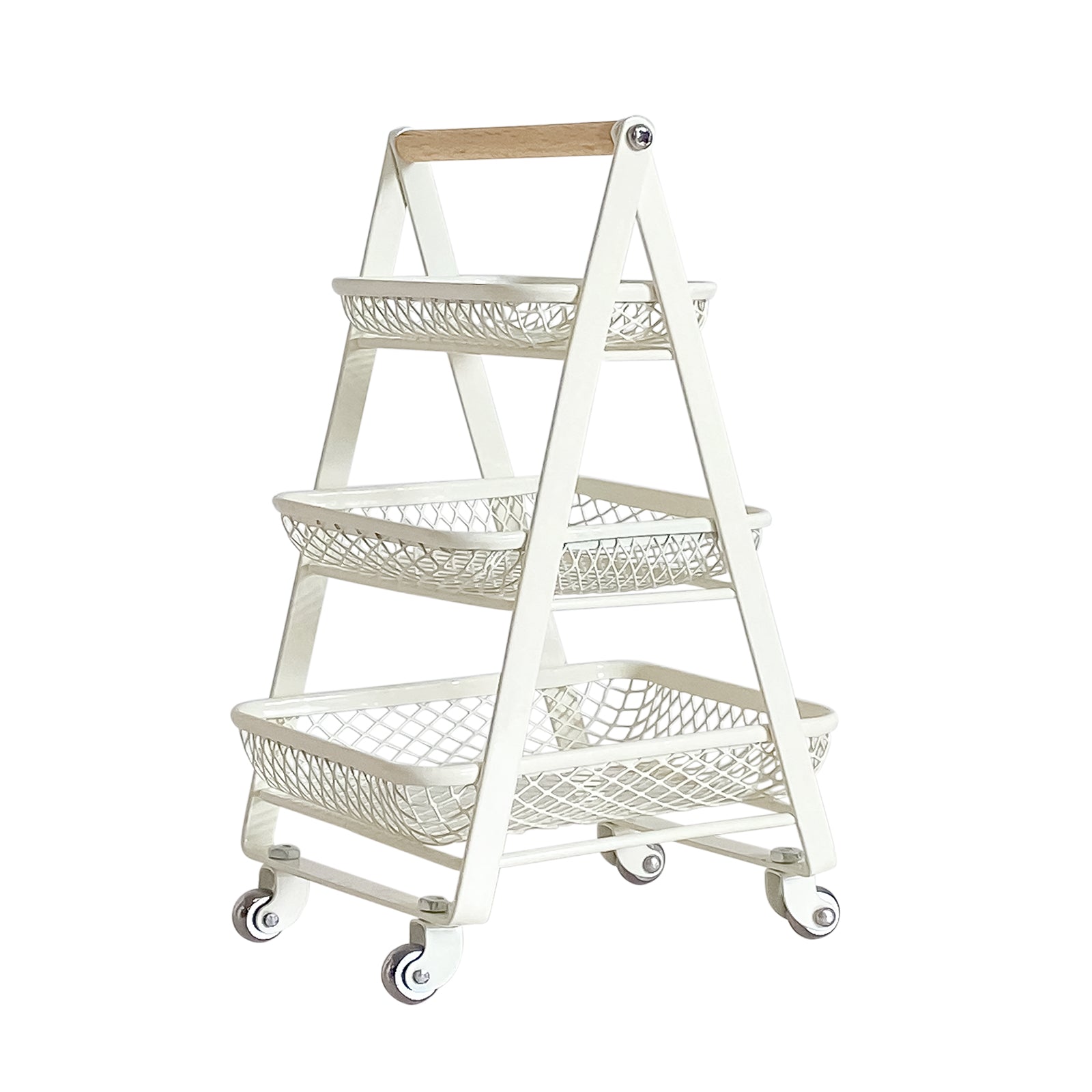 Triple Trolley Dollhouse - Milk White 1/6 Scale Dollhouse Miniature - 1:6 scale miniature trolley in metal, wood
