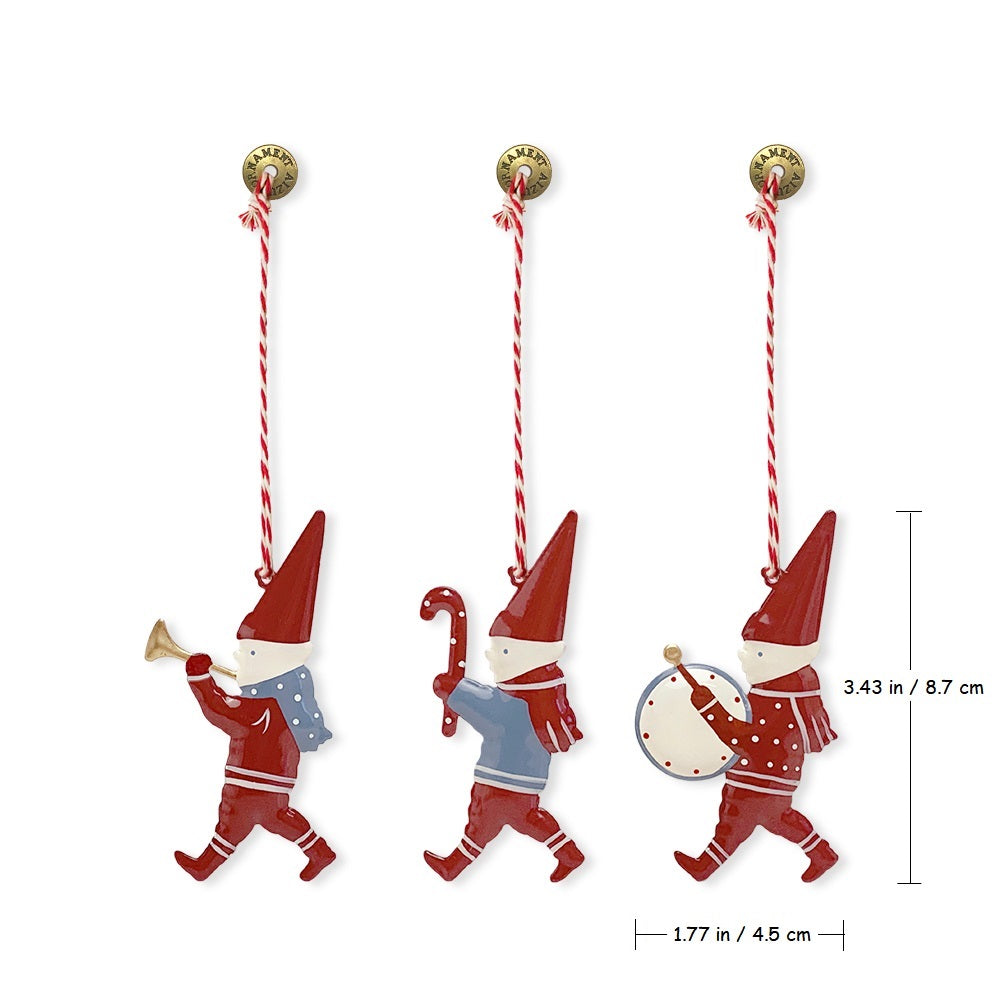 Christmas Ornaments - Pixie Set 3 Pcs Metal Double Sided Crafts - miniature metal Christmas ornament in metal, view 3