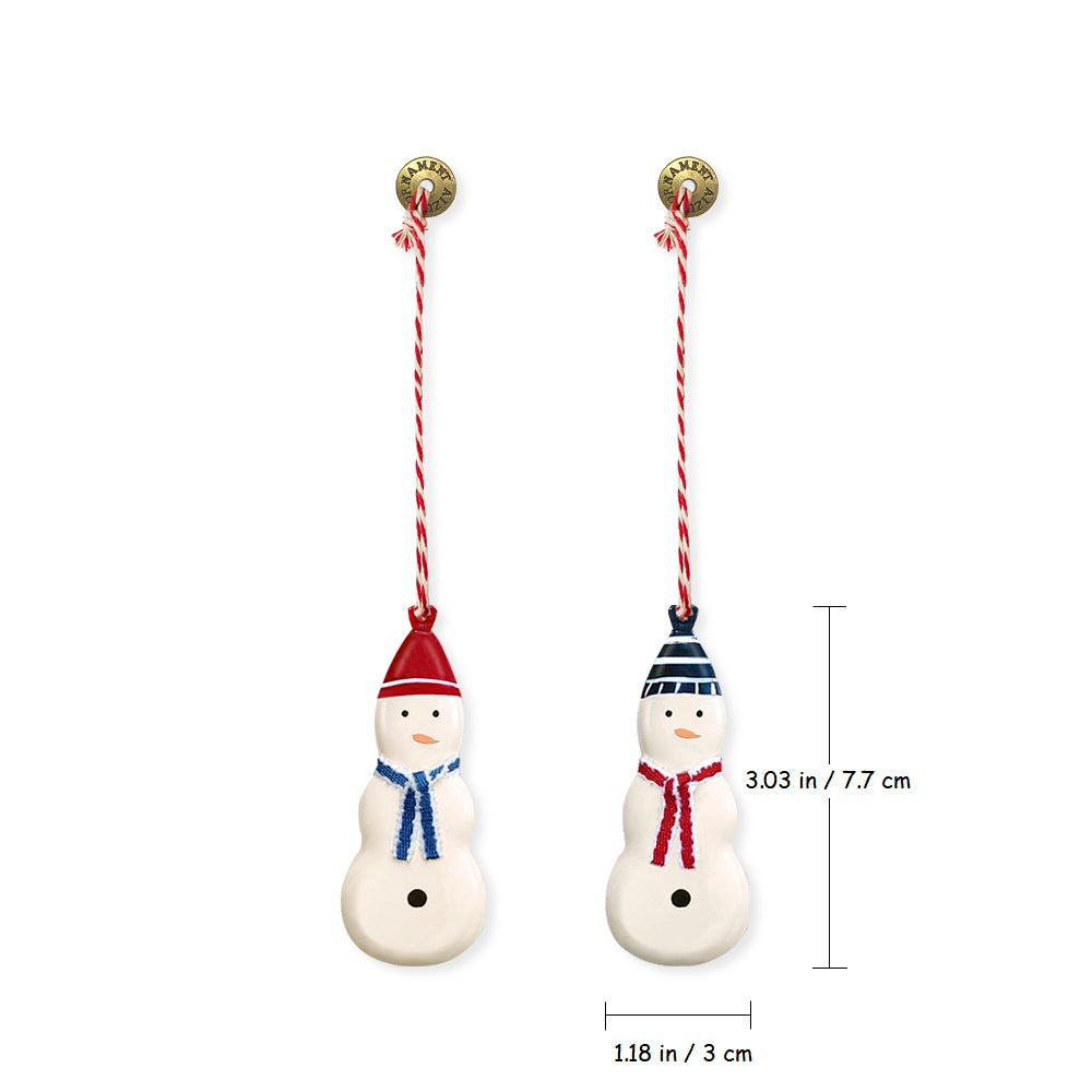 Christmas Ornaments - Snowman Set 2 Pcs Metal Double Sided Crafts - miniature metal Christmas ornament in metal, view 2