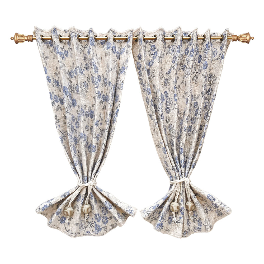 Window curtains 1/6 Scale dollhouse drape color - blue