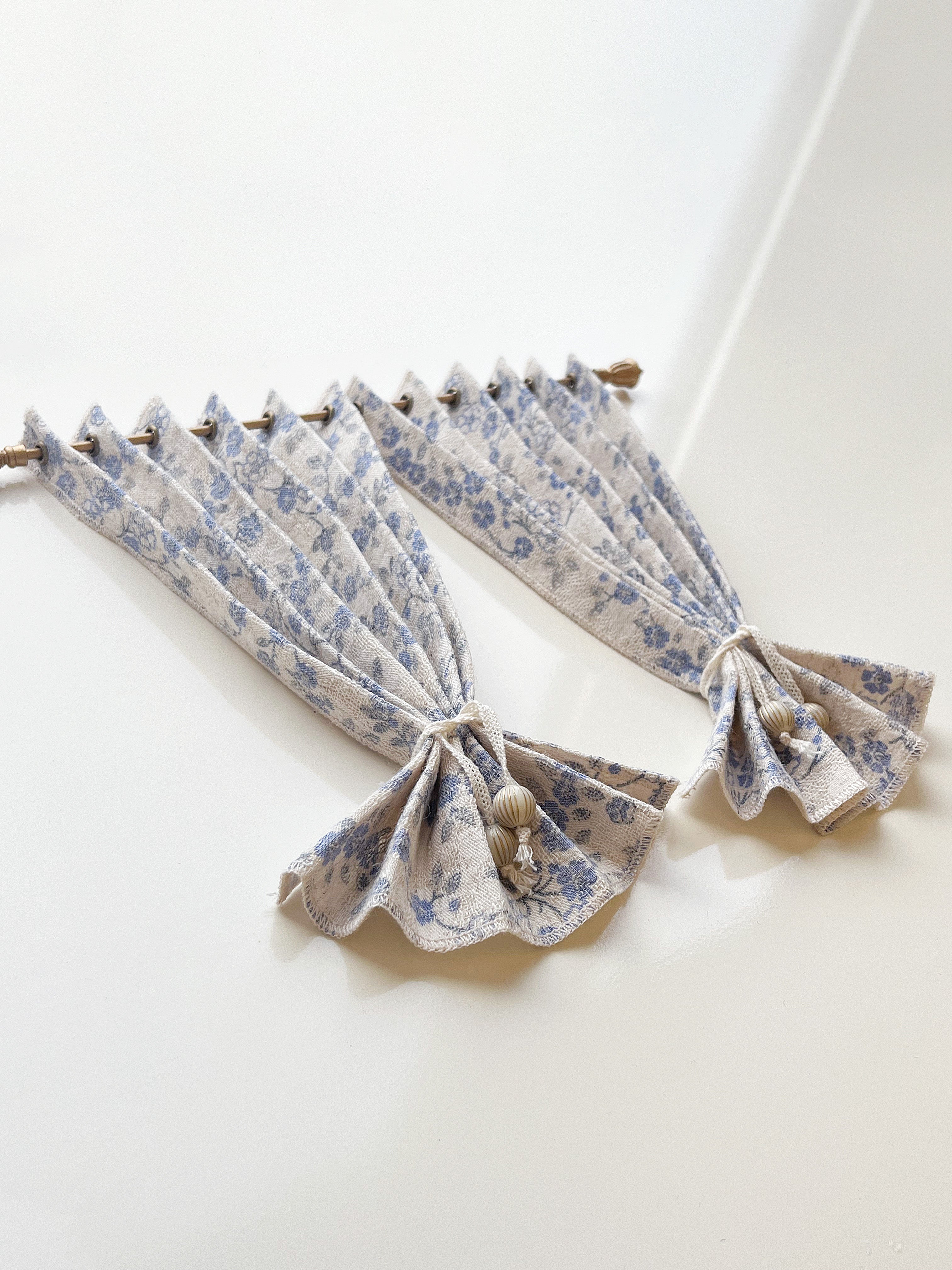 Window curtains 1/6 Scale dollhouse drape color - blue