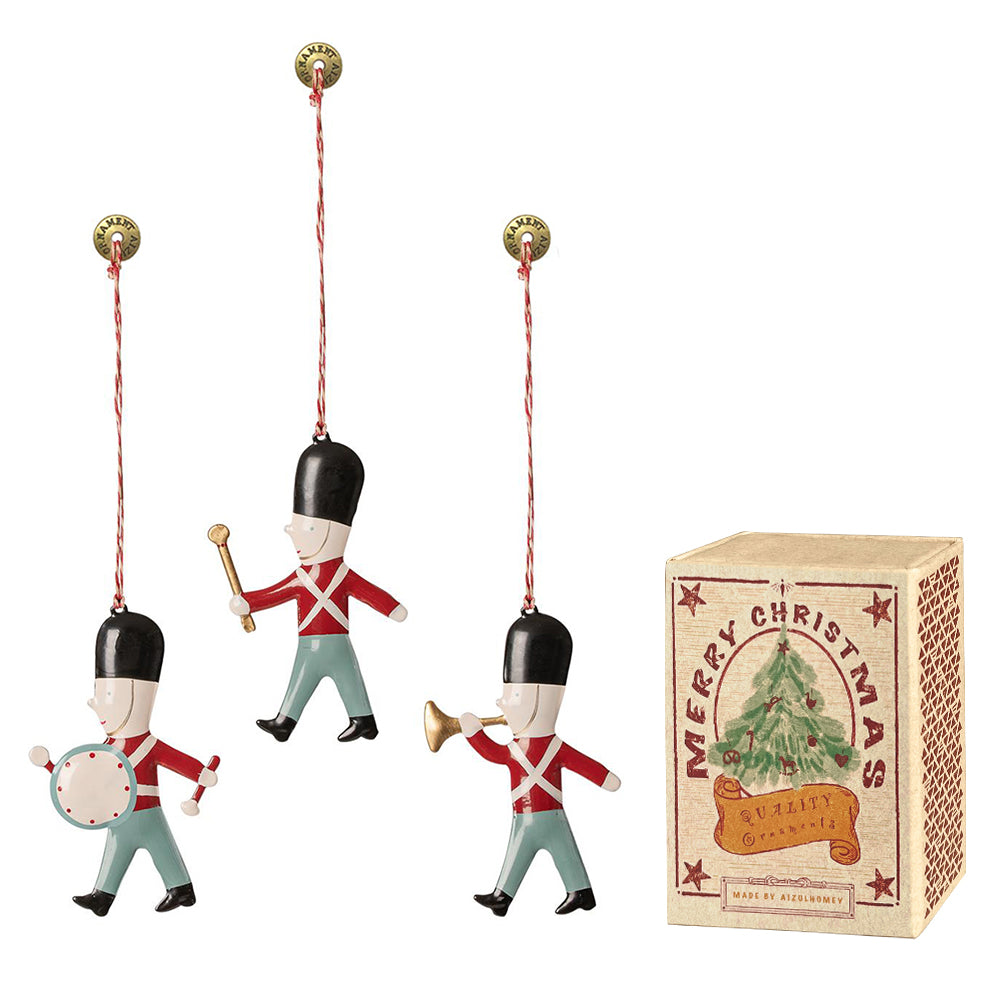 Christmas Ornaments - Guard Blue Set 3 Pcs Metal Double Sided Crafts - miniature metal Christmas ornament in metal, view 3