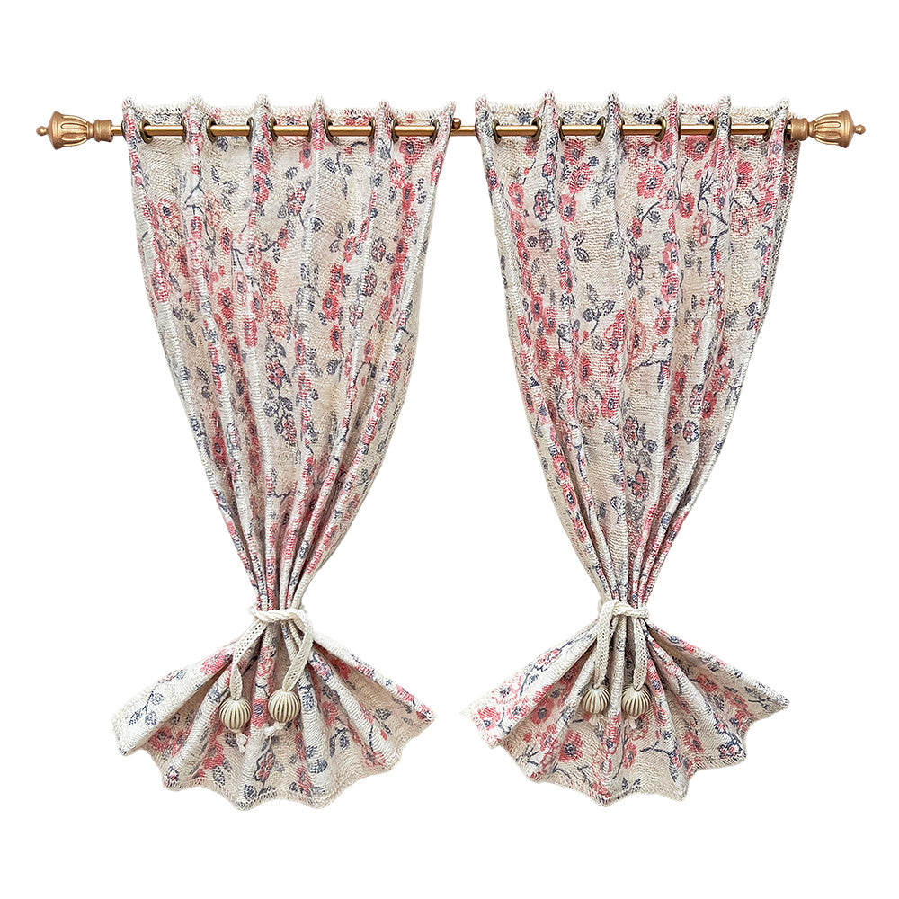 Window curtains 1/6 Scale dollhouse drape color - pink
