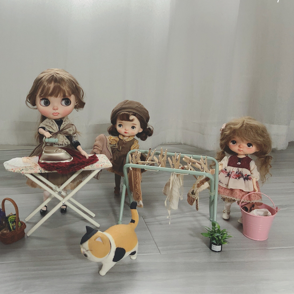 Ironing Board Dollhouse - 1/6 Scale Dollhouse Miniature - 1:6 scale miniature bed in metal, view 4