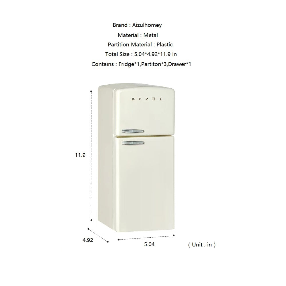 Refrigerator Dollhouse - Barbie Pink&White 1/6 Scale Dollhouse Miniature - 1:6 scale miniature refrigerator in metal, view 3