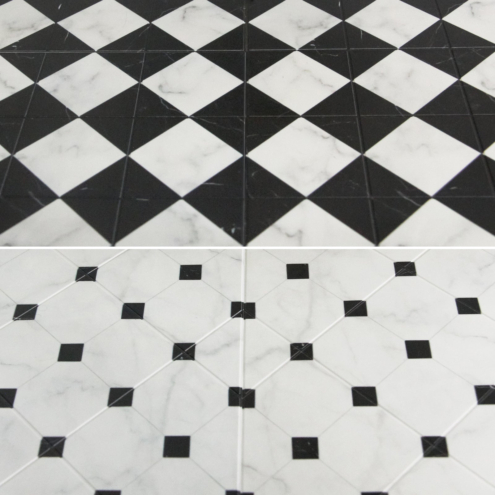 Double Side Floor-Black&White Floor Tile Dollhouse Miniature - miniature dollhouse miniature in premium materials, view 4