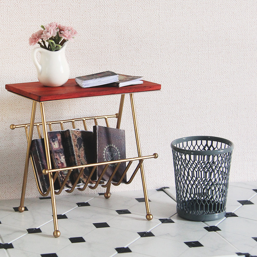 Miniature Wastepaper Basket Dollhouse - Large 1/6 Scale Dollhouse Miniature - 1:6 & 1:12 scale dollhouse miniature in metal