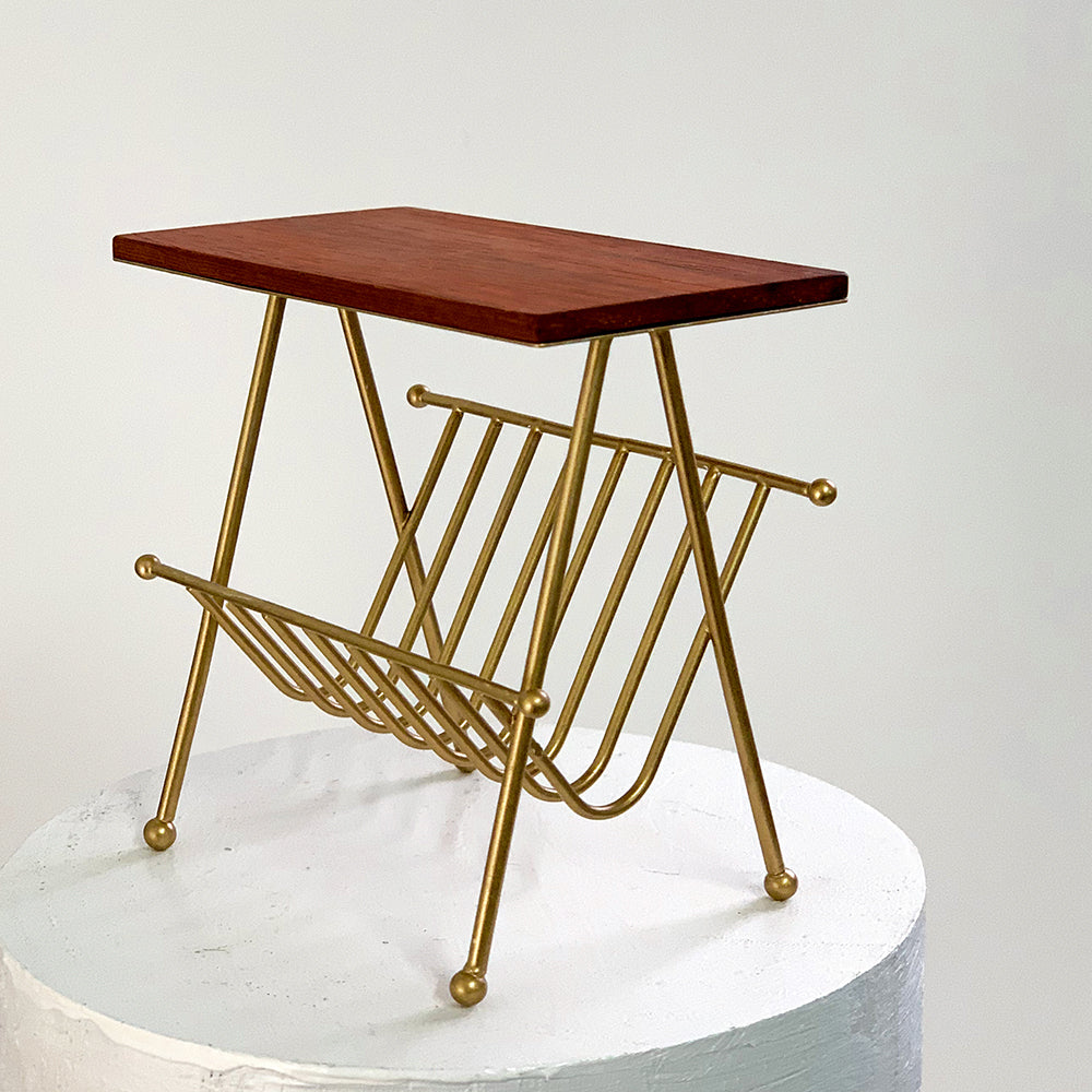 Side Table Dollhouse - Red Padauk Wood 1/6 Scale Dollhouse Miniature - 1:6 scale dollhouse miniature in metal, wood, view 4