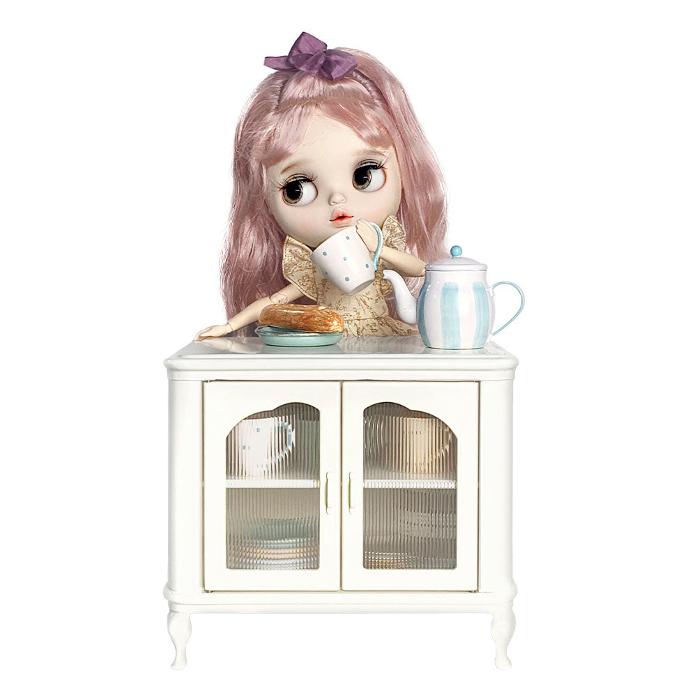 Cupboard Set Dollhouse-1/6 Scale Dollhouse Miniature - 1:6 scale miniature table and chair set in metal, polyresin, view 5