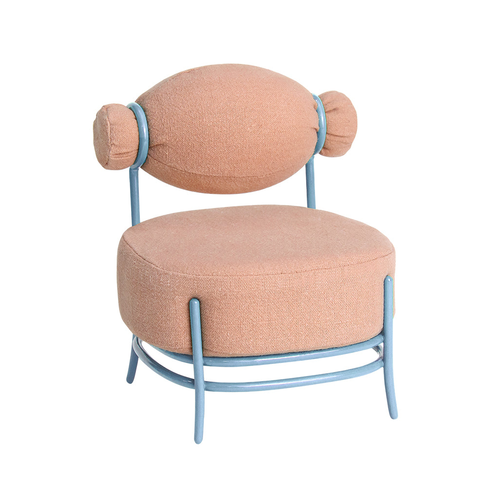 Limited Pink & Blue Candy Sofa - 1/6 Scale Dollhouse Miniature - 1:6 scale miniature sofa in metal, fabric